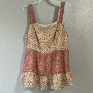 Paper Crane pink and cream flowy tank top. Size small.